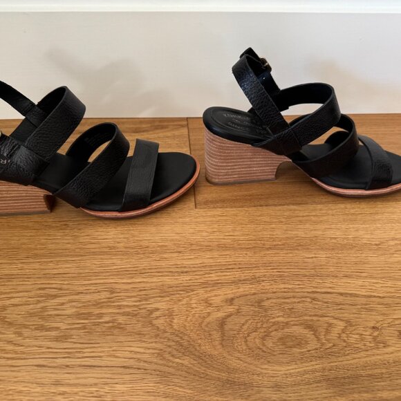 Kork-Ease Strappy Black Heeled Sandals - Picture 2 of 4